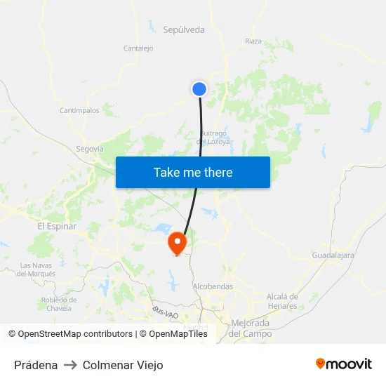 Prádena to Colmenar Viejo map