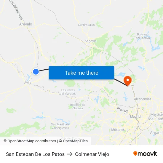 San Esteban De Los Patos to Colmenar Viejo map