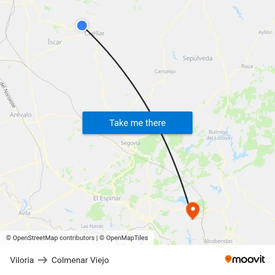 Viloria to Colmenar Viejo map