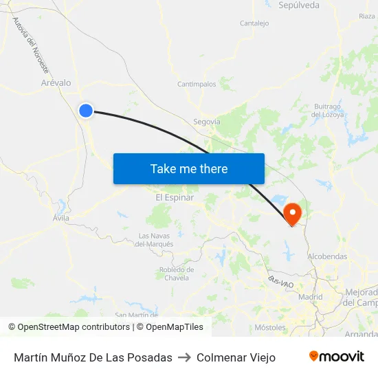 Martín Muñoz De Las Posadas to Colmenar Viejo map