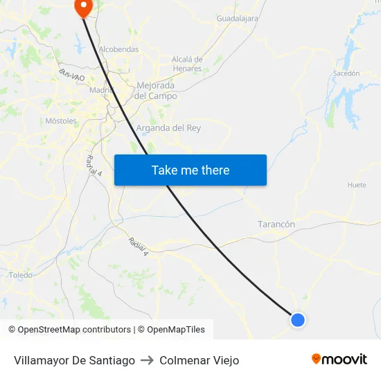 Villamayor De Santiago to Colmenar Viejo map