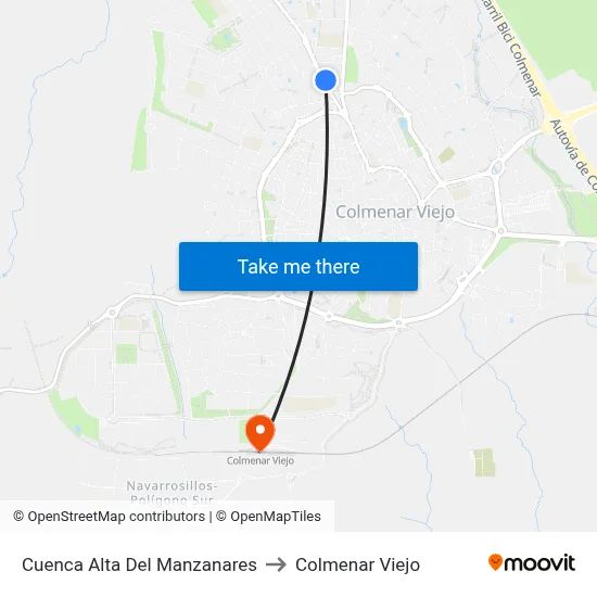 Cuenca Alta Del Manzanares to Colmenar Viejo map