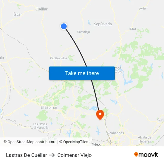 Lastras De Cuéllar to Colmenar Viejo map