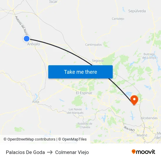 Palacios De Goda to Colmenar Viejo map