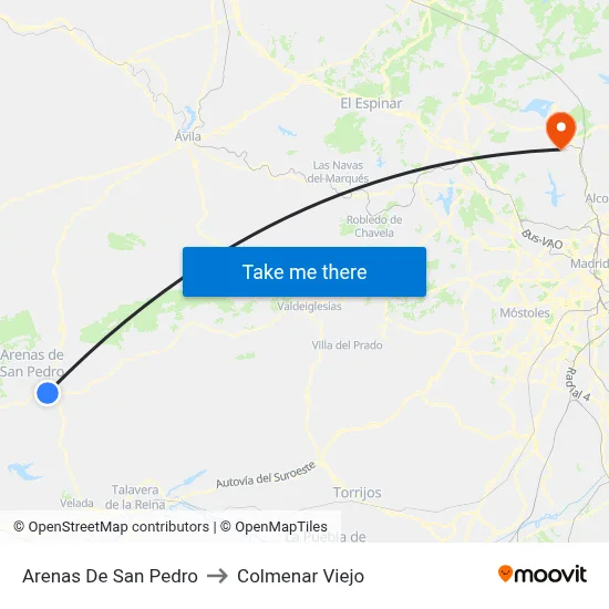 Arenas De San Pedro to Colmenar Viejo map