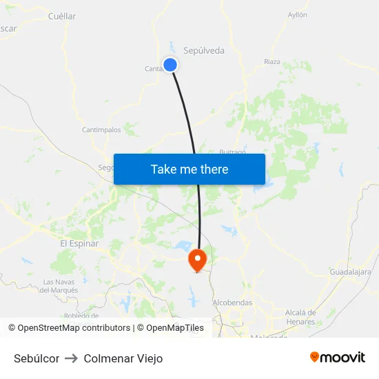 Sebúlcor to Colmenar Viejo map