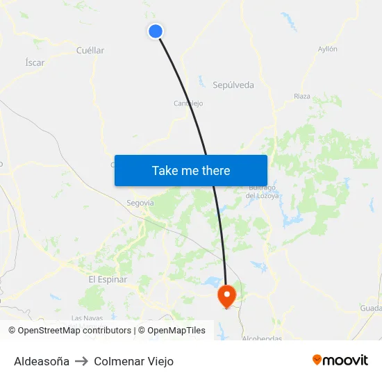 Aldeasoña to Colmenar Viejo map