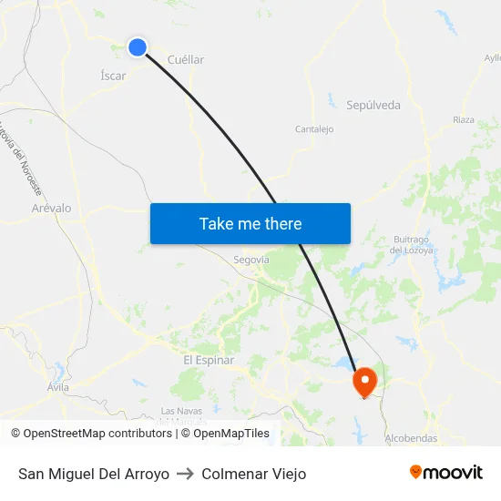 San Miguel Del Arroyo to Colmenar Viejo map
