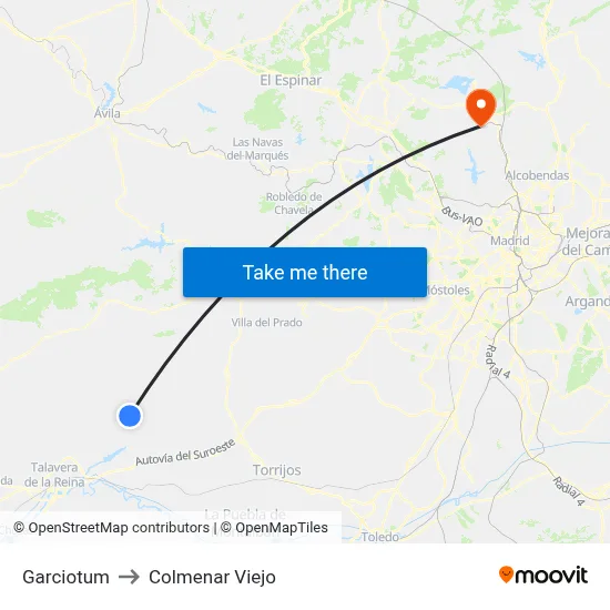 Garciotum to Colmenar Viejo map