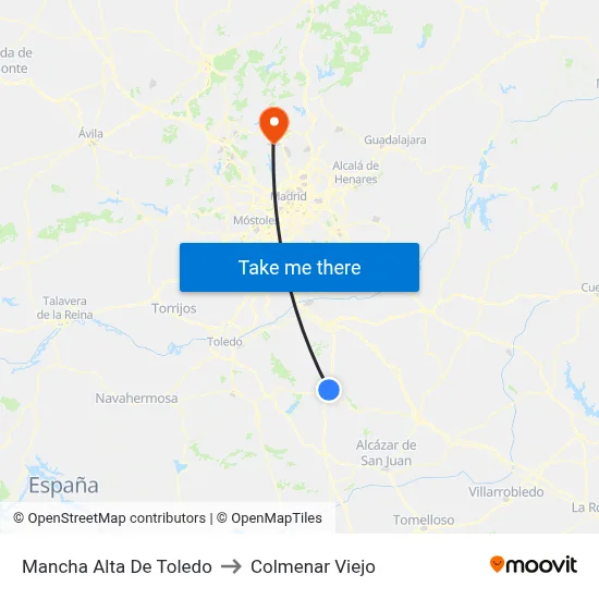 Mancha Alta De Toledo to Colmenar Viejo map