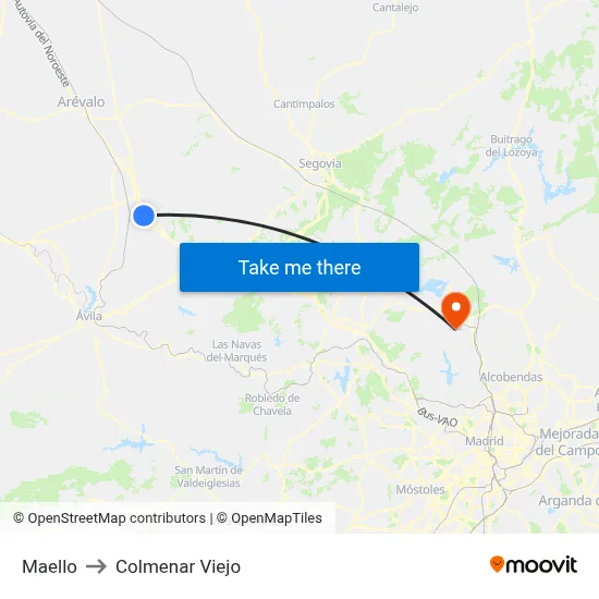 Maello to Colmenar Viejo map