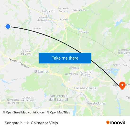 Sangarcía to Colmenar Viejo map