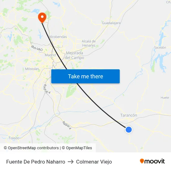 Fuente De Pedro Naharro to Colmenar Viejo map