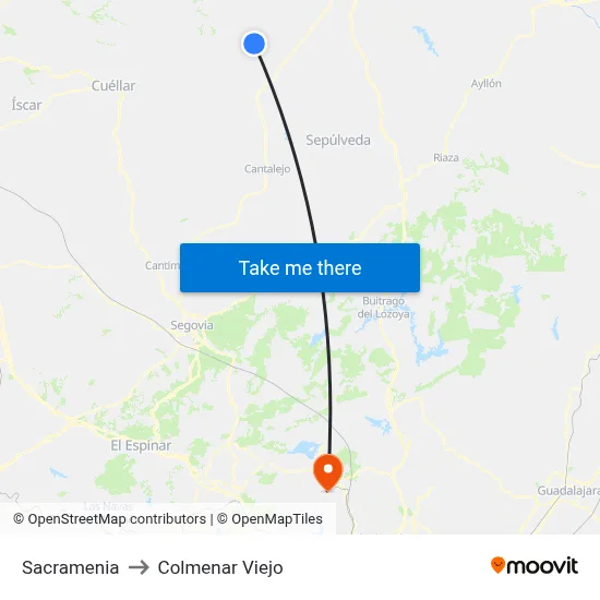 Sacramenia to Colmenar Viejo map