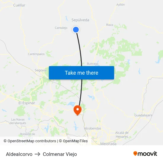 Aldealcorvo to Colmenar Viejo map