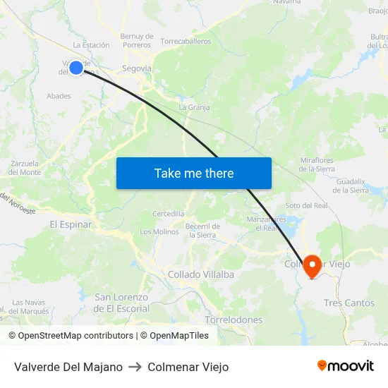 Valverde Del Majano to Colmenar Viejo map