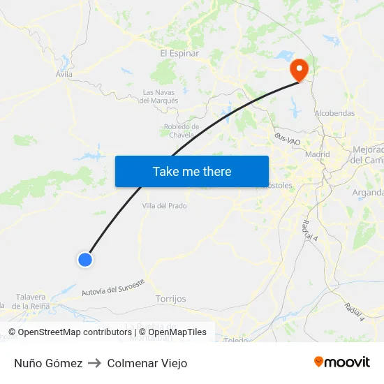 Nuño Gómez to Colmenar Viejo map