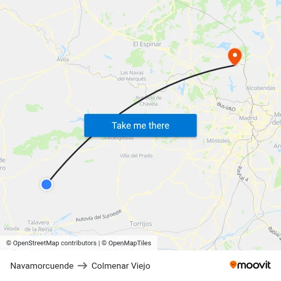 Navamorcuende to Colmenar Viejo map