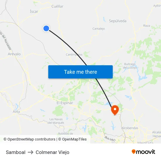 Samboal to Colmenar Viejo map