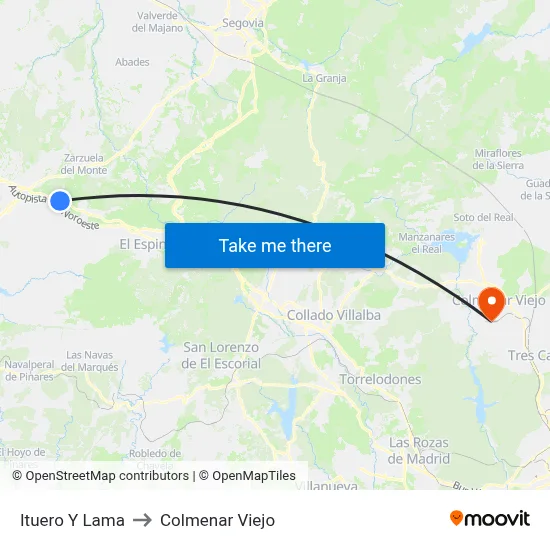 Ituero Y Lama to Colmenar Viejo map
