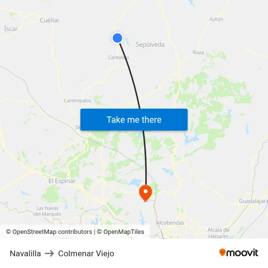 Navalilla to Colmenar Viejo map