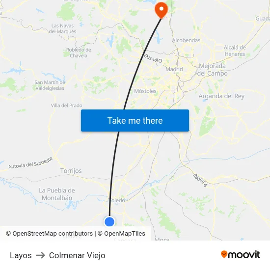 Layos to Colmenar Viejo map