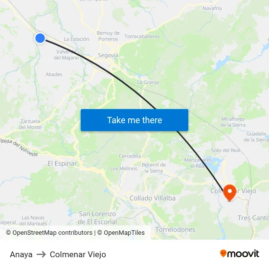 Anaya to Colmenar Viejo map