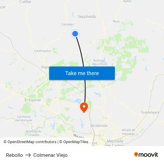 Rebollo to Colmenar Viejo map