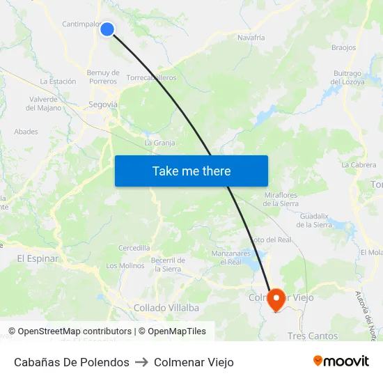 Cabañas De Polendos to Colmenar Viejo map