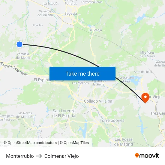 Monterrubio to Colmenar Viejo map