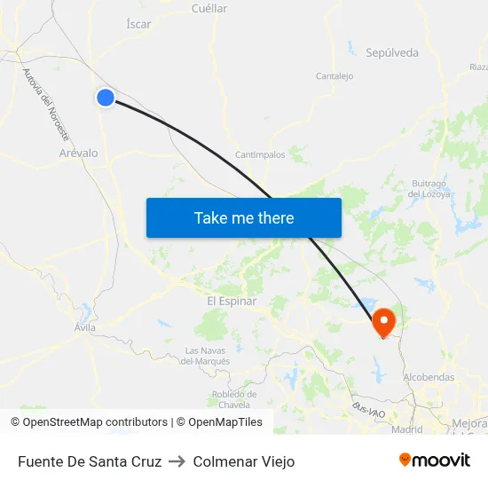 Fuente De Santa Cruz to Colmenar Viejo map
