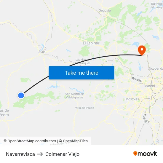 Navarrevisca to Colmenar Viejo map