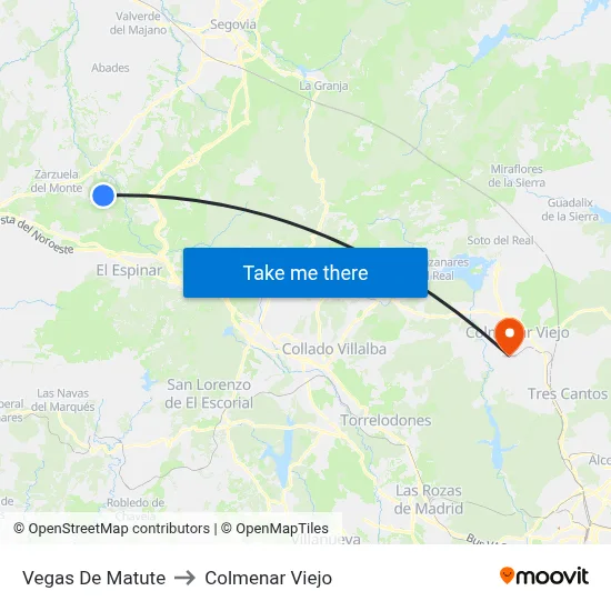 Vegas De Matute to Colmenar Viejo map