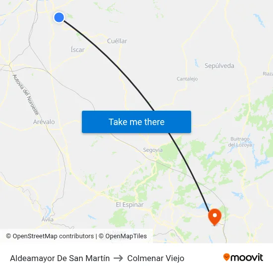 Aldeamayor De San Martín to Colmenar Viejo map