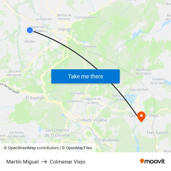 Martín Miguel to Colmenar Viejo map