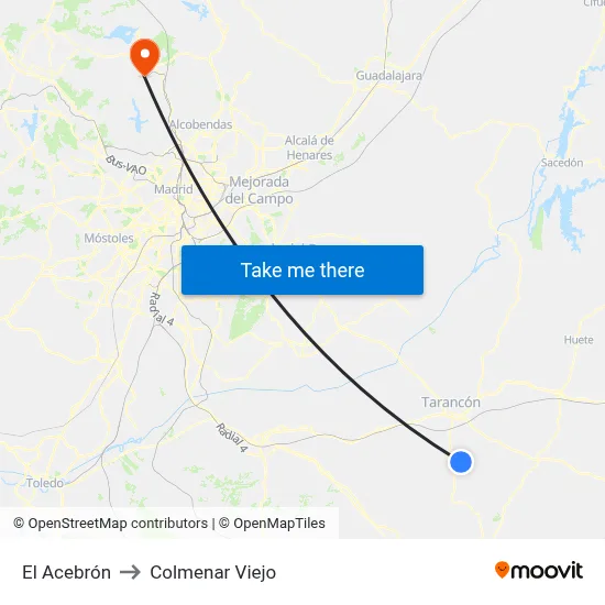 El Acebrón to Colmenar Viejo map