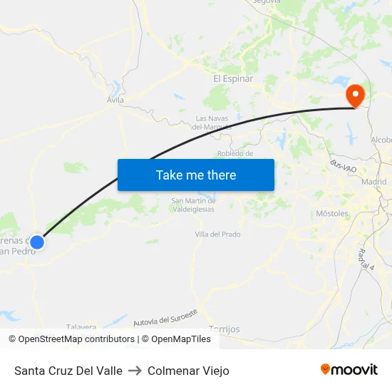Santa Cruz Del Valle to Colmenar Viejo map