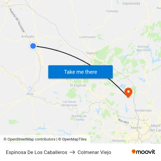 Espinosa De Los Caballeros to Colmenar Viejo map