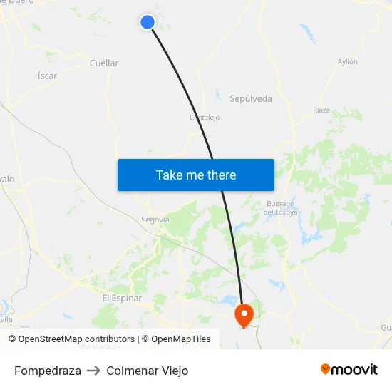 Fompedraza to Colmenar Viejo map