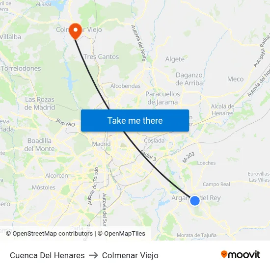 Cuenca Del Henares to Colmenar Viejo map