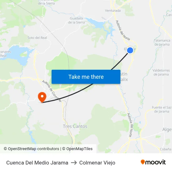 Cuenca Del Medio Jarama to Colmenar Viejo map