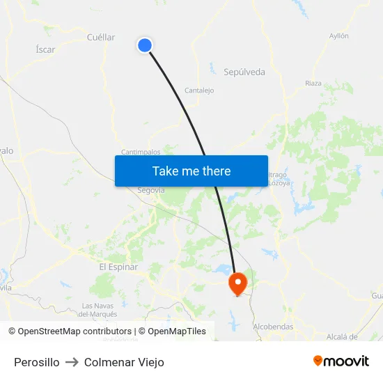 Perosillo to Colmenar Viejo map
