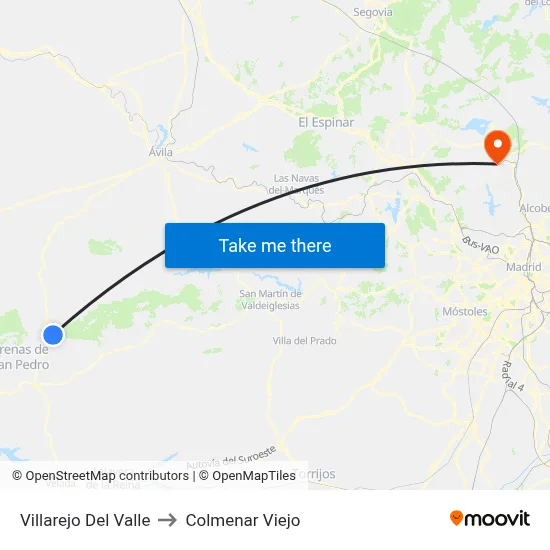 Villarejo Del Valle to Colmenar Viejo map