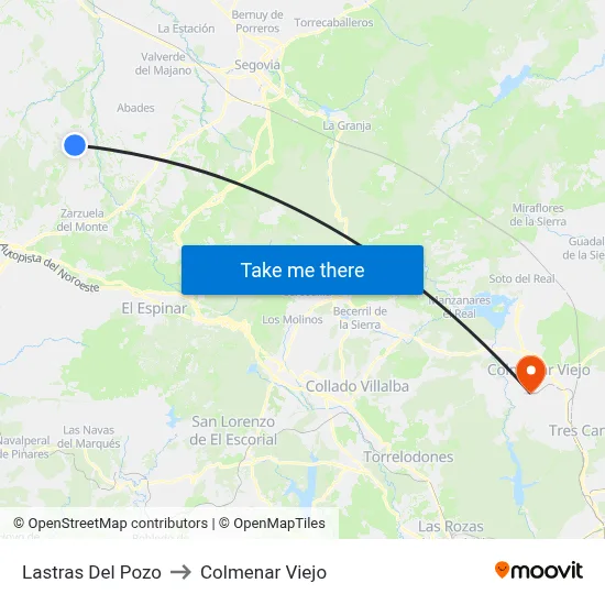 Lastras Del Pozo to Colmenar Viejo map