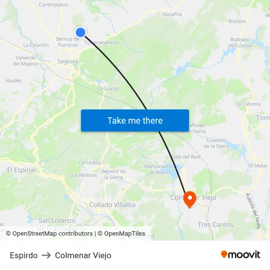 Espirdo to Colmenar Viejo map