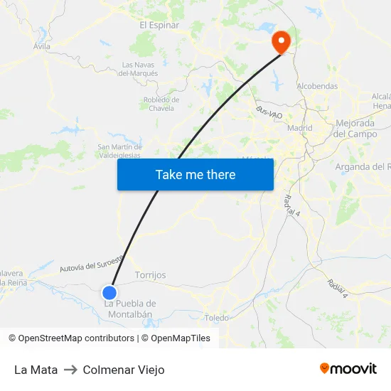 La Mata to Colmenar Viejo map