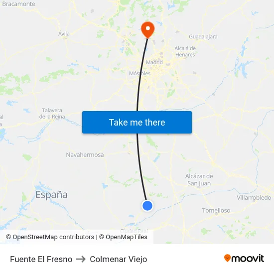 Fuente El Fresno to Colmenar Viejo map