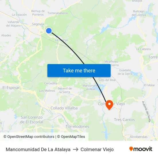 Mancomunidad De La Atalaya to Colmenar Viejo map