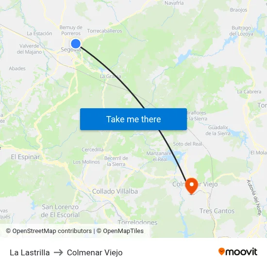 La Lastrilla to Colmenar Viejo map
