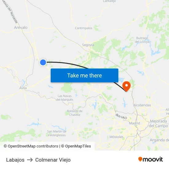 Labajos to Colmenar Viejo map